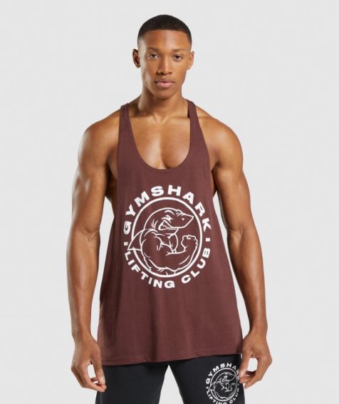 Podkoszulki Gymshark Legacy Stringer Męskie Bordowe | PL 302ZBQ